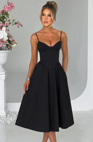 Mariella Midi Dress - Black - glavon