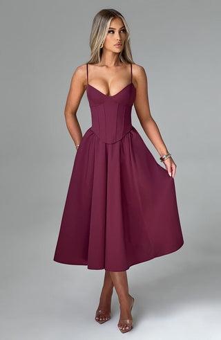 Mariella Midi Dress - Cherry Lacquer - glavon