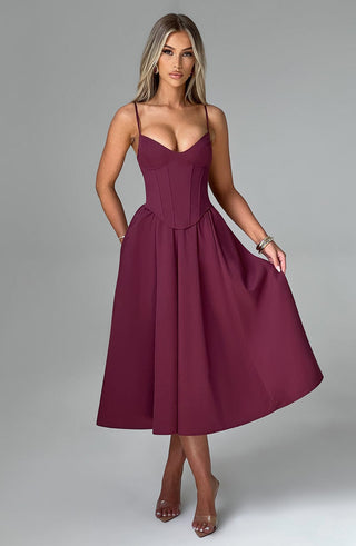 Mariella Midi Dress - Cherry Lacquer - glavon