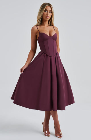 Mariella Midi Dress - Cherry Lacquer - glavon