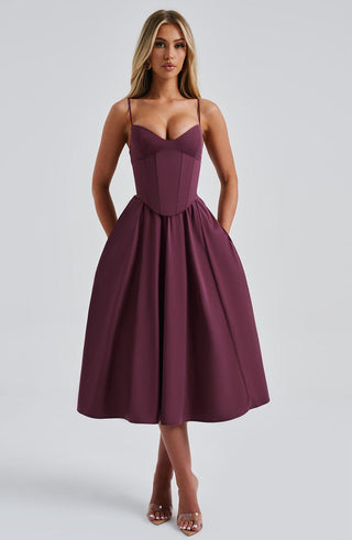 Mariella Midi Dress - Cherry Lacquer - glavon