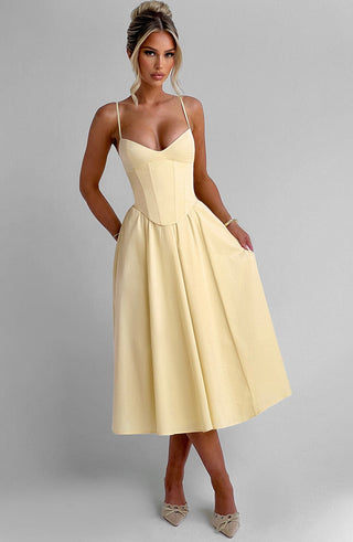 Mariella Midi Dress - Lemon - glavon