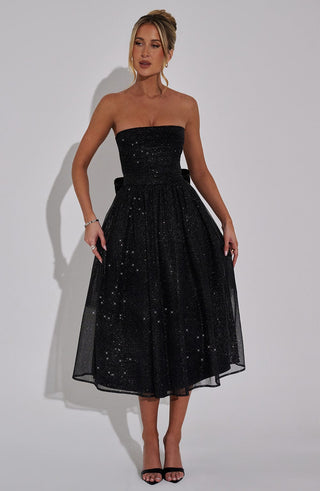 Marissa Midi Dress - Black Sparkle - glavon