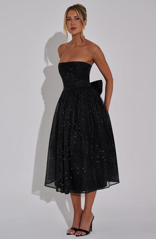 Marissa Midi Dress - Black Sparkle - glavon