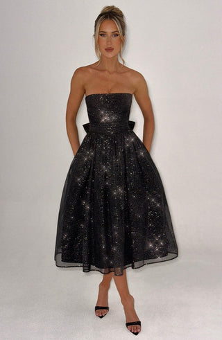 Marissa Midi Dress - Black Sparkle - glavon