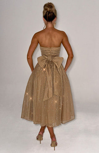 Marissa Midi Dress - Gold Sparkle - glavon