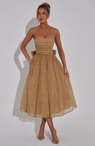 Marissa Midi Dress - Gold Sparkle - glavon