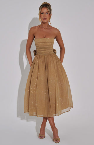 Marissa Midi Dress - Gold Sparkle - glavon