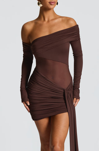 Mavra Mini Dress - Plum Brown - glavon
