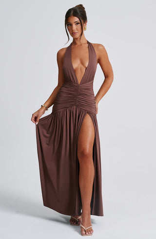 Melania Maxi Dress - Chocolate - glavon