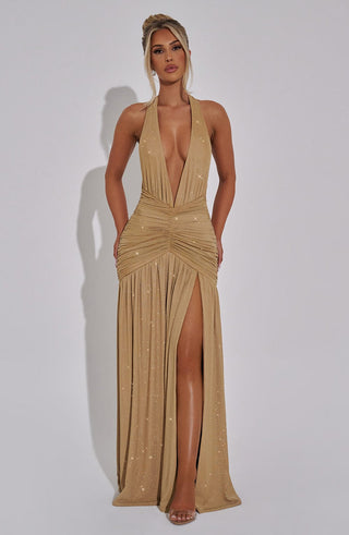 Melania Maxi Dress - Gold Sparkle - glavon