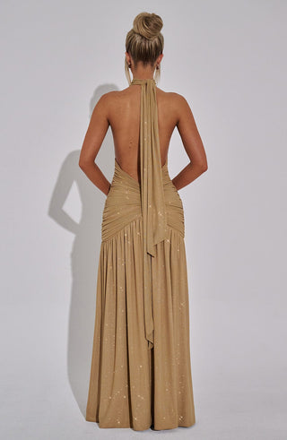 Melania Maxi Dress - Gold Sparkle - glavon