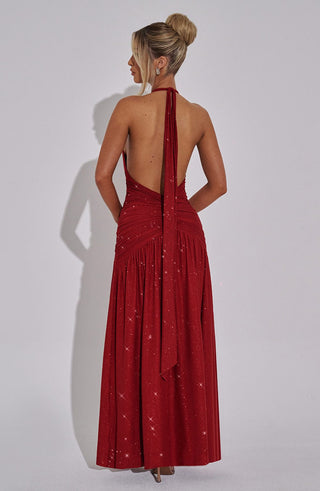 Melania Maxi Dress - Red Sparkle - glavon