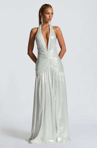 Melania Maxi Dress - Silver - glavon