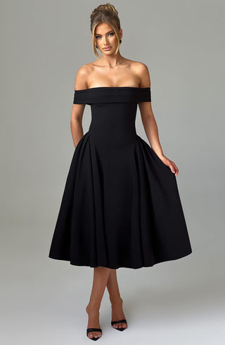 Miranda Midi Dress - Black - glavon
