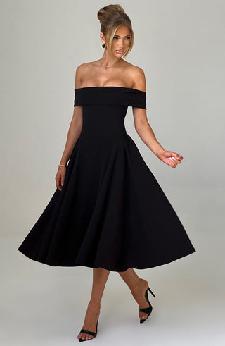 Miranda Midi Dress - Black - glavon