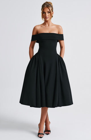 Miranda Midi Dress - Black - glavon