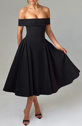 Miranda Midi Dress - Black - glavon