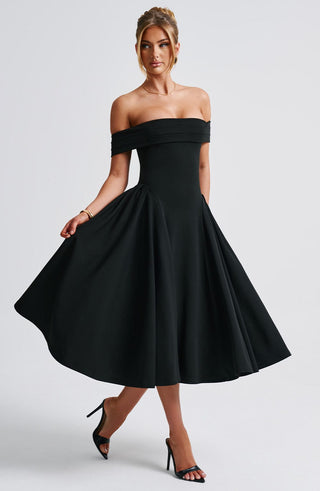 Miranda Midi Dress - Black - glavon