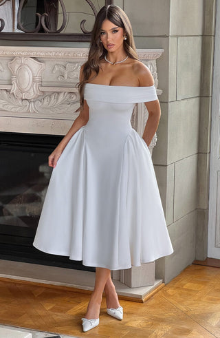 Miranda Midi Dress - Ivory - glavon