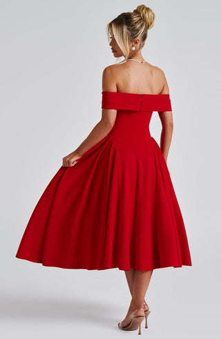 Miranda Midi Dress - Red - glavon