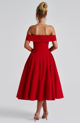 Miranda Midi Dress - Red - glavon