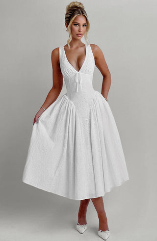 Monroe Midi Dress - Ivory - glavon