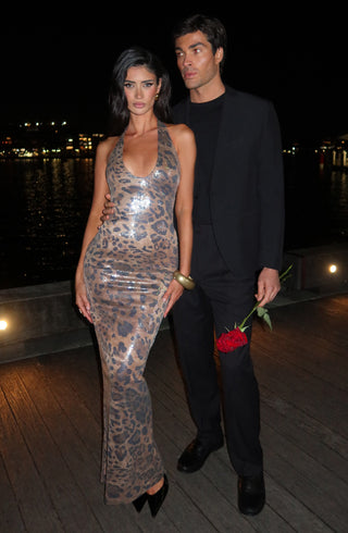 Morena Maxi Dress - Sequin Leopard Print - glavon
