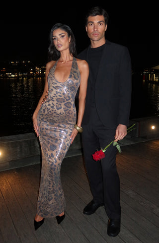 Morena Maxi Dress - Sequin Leopard Print - glavon
