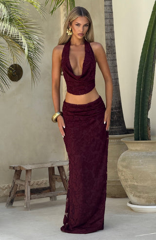 Myra Maxi Skirt - Cherry Lacquer - glavon