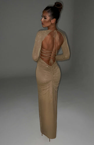 Nadia Maxi Dress - Gold Sparkle - glavon