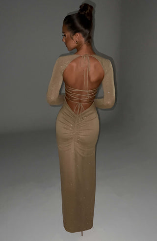 Nadia Maxi Dress - Gold Sparkle - glavon