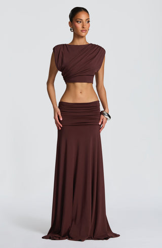 Paige Maxi Skirt - Plum Brown - glavon