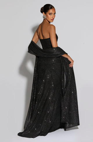 Paula Maxi Dress - Black Sparkle - glavon