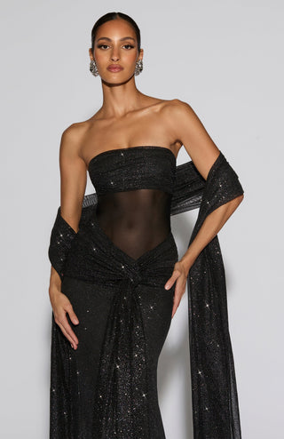 Paula Maxi Dress - Black Sparkle - glavon