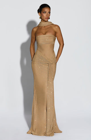 Paula Maxi Dress - Gold Sparkle - glavon