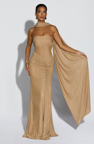 Paula Maxi Dress - Gold Sparkle - glavon