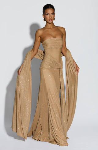 Paula Maxi Dress - Gold Sparkle - glavon