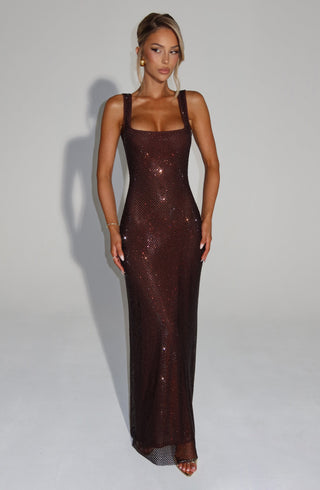 Petra Maxi Dress - Plum Brown - glavon