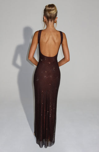 Petra Maxi Dress - Plum Brown - glavon
