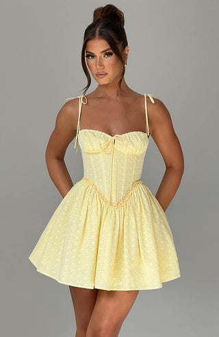 Phoebe Mini Dress - Lemon - glavon