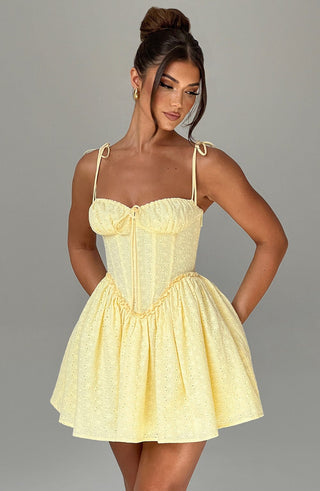Phoebe Mini Dress - Lemon - glavon