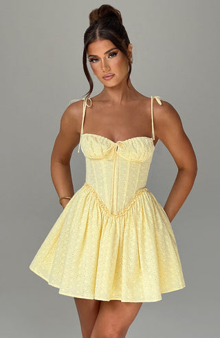 Phoebe Mini Dress - Lemon - glavon