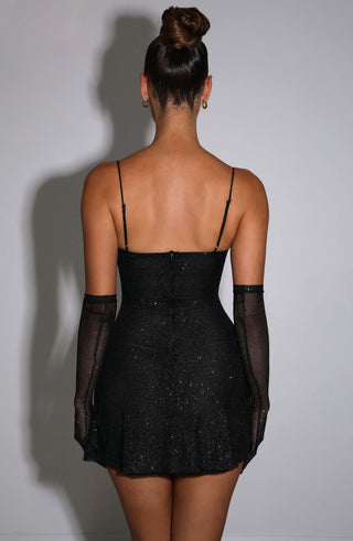 Pixie Mini Dress - Black Sparkle - glavon