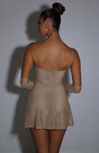 Pixie Mini Dress - Gold Sparkle - glavon