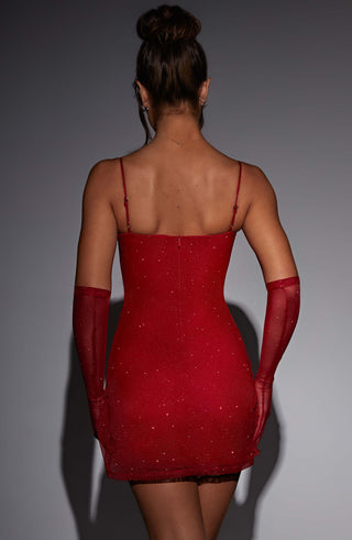 Pixie Mini Dress - Red Sparkle - glavon