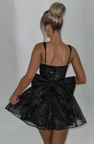 Polly Mini Dress - Black Sparkle - glavon