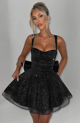 Polly Mini Dress - Black Sparkle - glavon