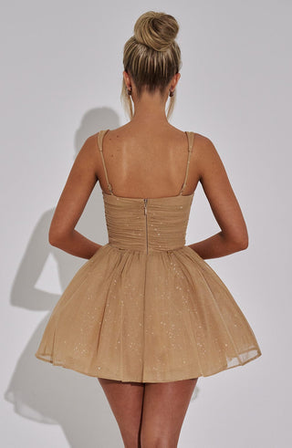 Polly Mini Dress - Gold Sparkle - glavon