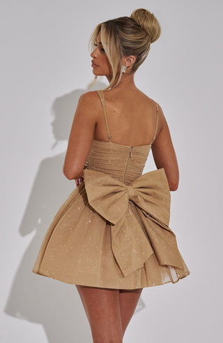 Polly Mini Dress - Gold Sparkle - glavon
